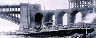 Photo of Eads Bridge after the Great St. Louis Tornado on May 27, 1896