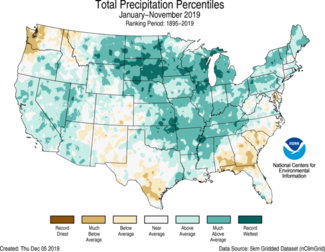 Jan-Nov US Total Precipitation Percentiles Map