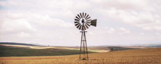 Picture of a windmill in a dry field