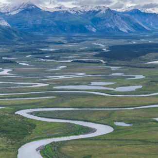 Aerial view of Sheenjek River in the Arctic National Wildlife Refuge