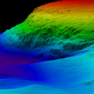 High-resolution bathymetry mapping data collected by multibeam sonar reveals complex topographic features of the seafloor in San Francisco Bay, California. Variations in seafloor relief are depicted by color and contour lines called depth contours or isobaths.