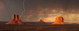 Photo of lightning over Monument Valley in Arizona