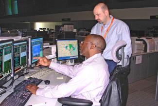Photo of staff at the NOAA Satellite Operations Control Center