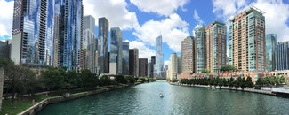Photo of Chicago cityscape and Lake Michigan