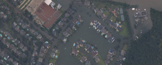 Aerial photo of flooding in west Houston due to Hurricane Harvey in 2017