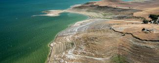 Photo of San Luis reservoir in Gustine, California, on August 19, 2014