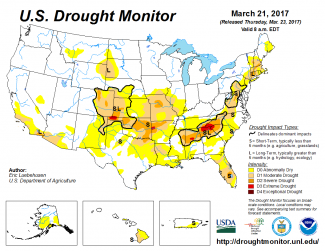 Map of U.S. drought conditions for March 21, 2017