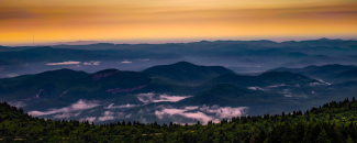 Photo of a sunrise over the North Carolina mountains