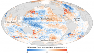 Map of global ocean heat content in 2016
