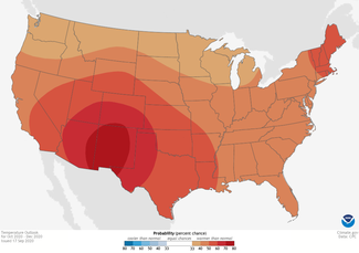 Map of October through December 2020 temperature outlooks for contiguous U.S. 