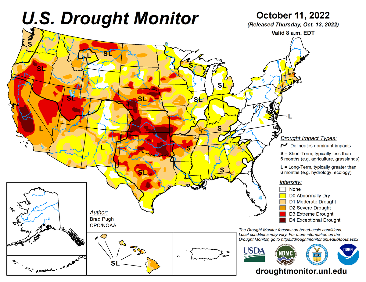 U.S. Drought Monitor map for October 11, 2022