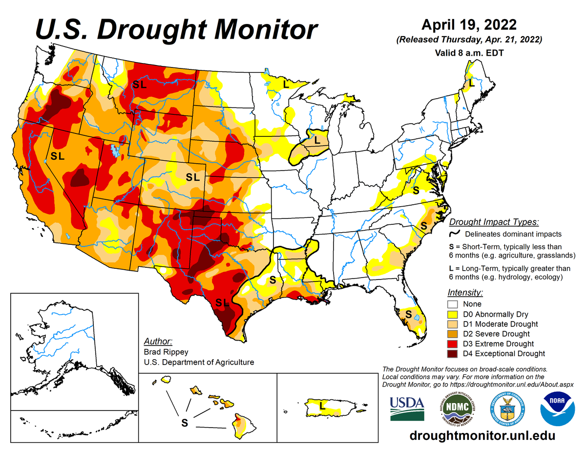 US Drought Monitor map for April 19, 2022