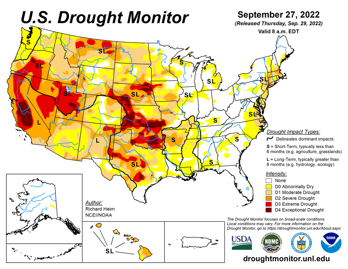 U.S. Drought Monitor map for September 27, 2022
