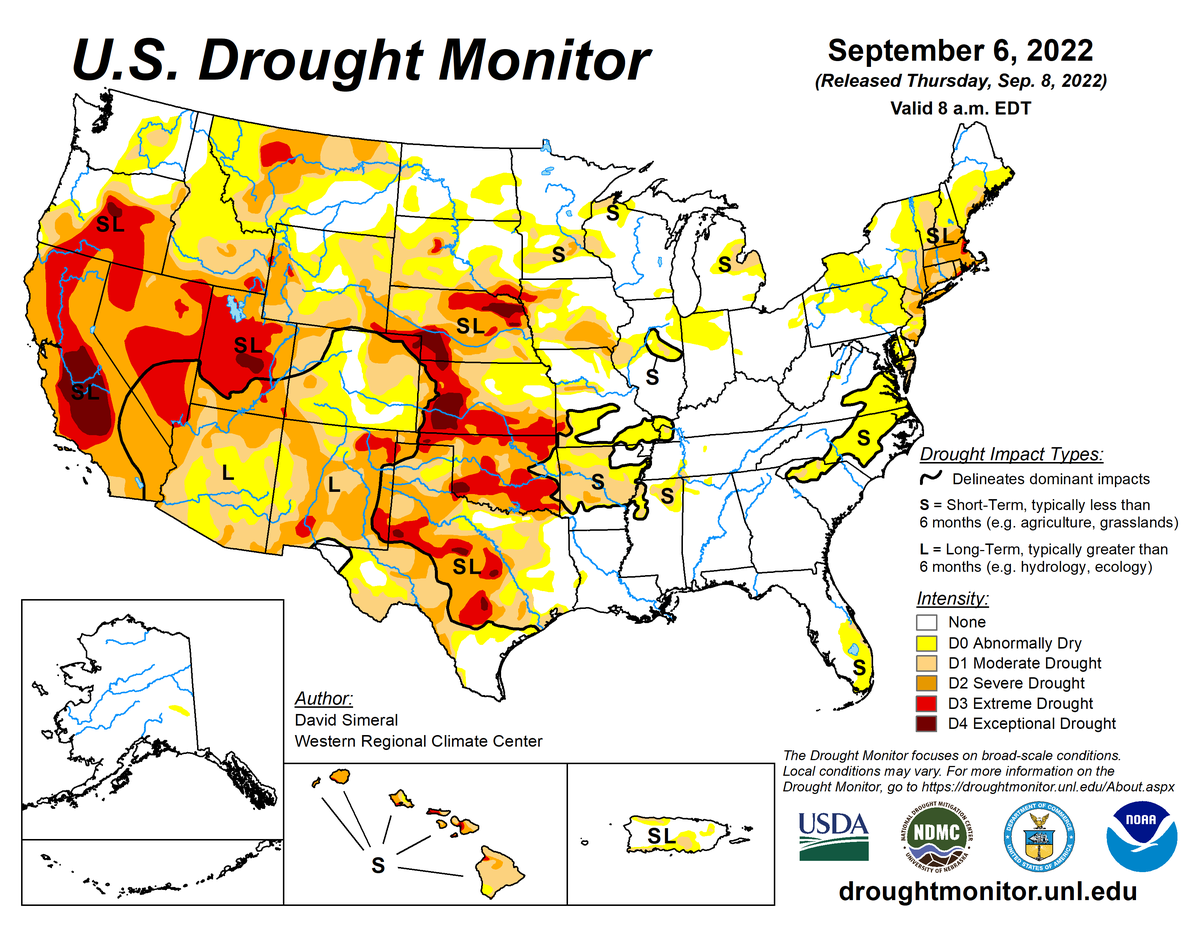 U.S. Drought Monitor map for September 6, 2022