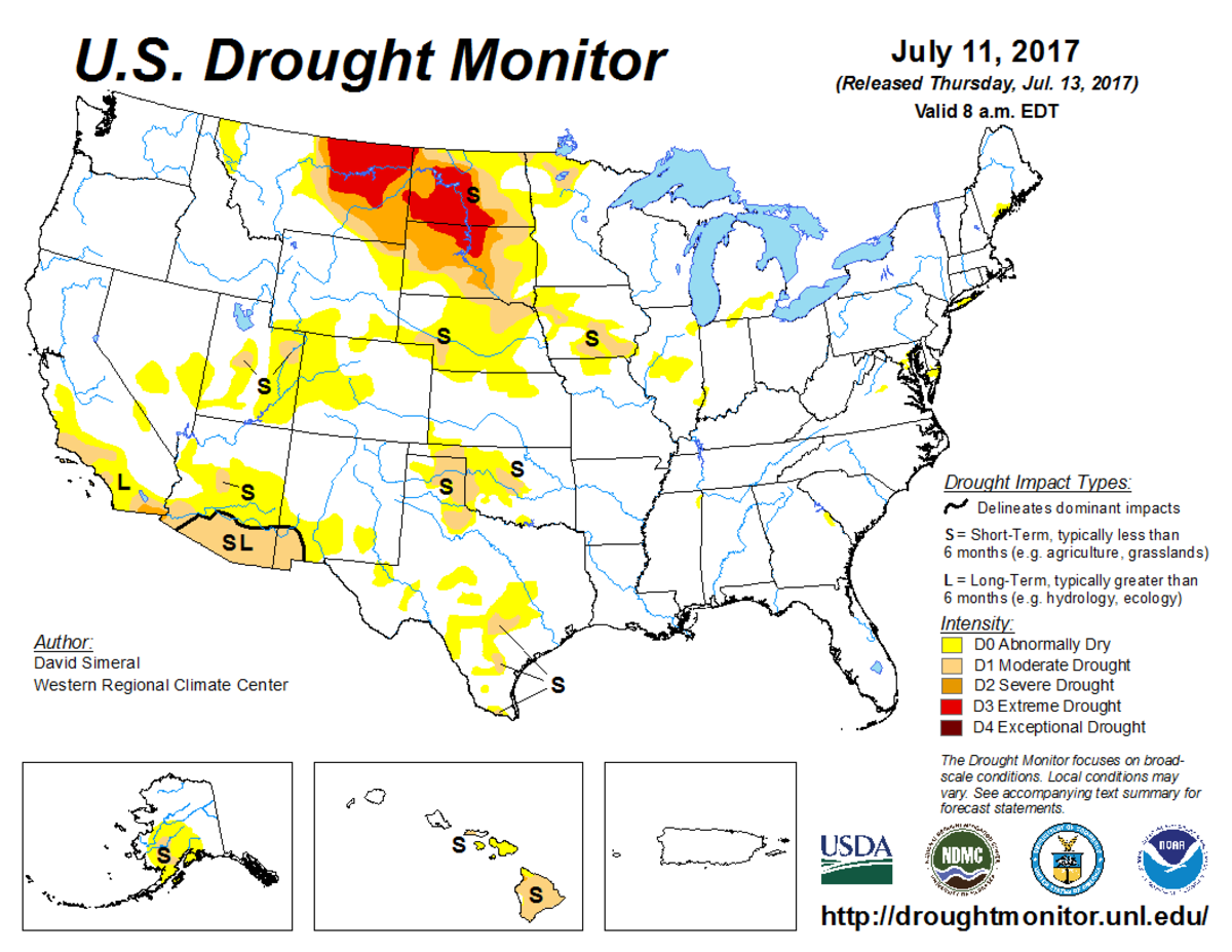 Map of U.S. drought conditions for July 11, 2017