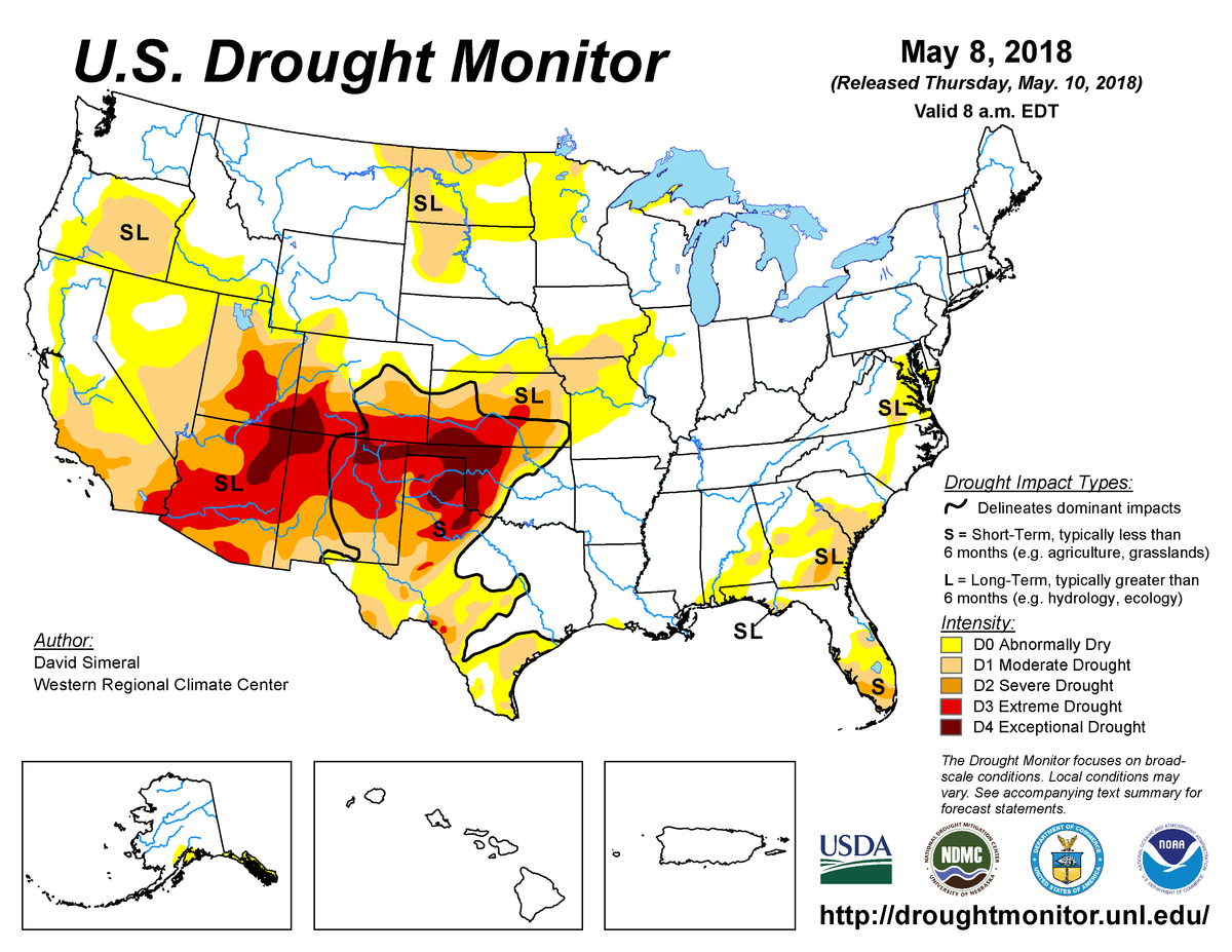 Map of U.S. drought conditions for Map 8, 2018