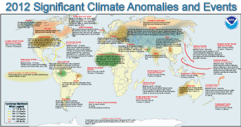 2012 Selected Climate Anomalies and Events Map