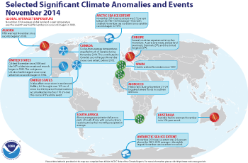 November 2014 Selected Climate Anomalies and Events Map