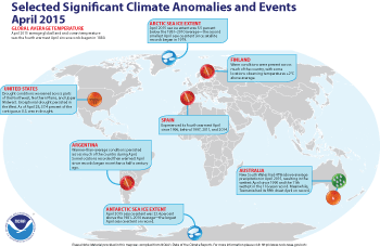 April 2015 Selected Climate Anomalies and Events Map