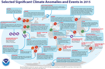 2015 Selected Climate Anomalies and Events Map