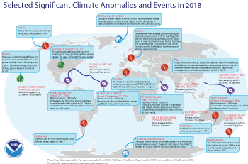 2018 Selected Climate Anomalies and Events Map