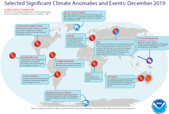December 2019 Selected Climate Anomalies and Events Map