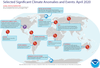 April 2020 Selected Climate Anomalies and Events Map