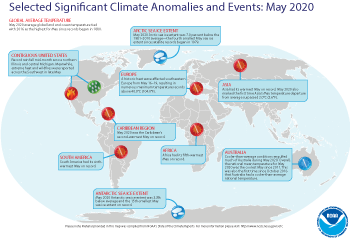 May 2020 Selected Climate Anomalies and Events Map