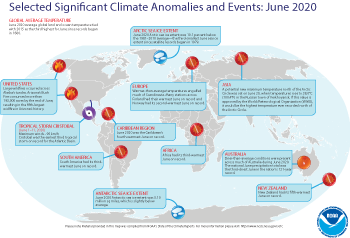 June 2020 Selected Climate Anomalies and Events Map