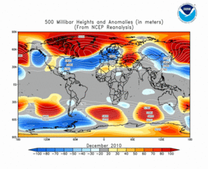 December 2010 height and anomaly map