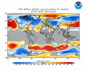February 2011 height and anomaly map