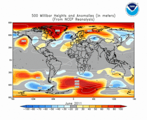 June 2011 height and anomaly map