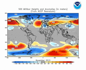 November 2013 height and anomaly map