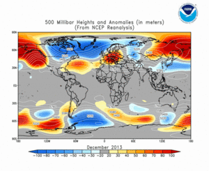 December 2013 height and anomaly map