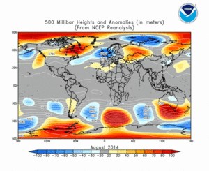August 2014 height and anomaly map