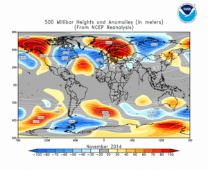 November 2014 height and anomaly map