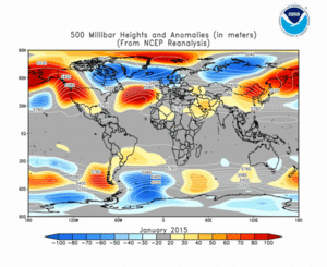 January 2015 height and anomaly map