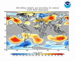 June 2015 height and anomaly map