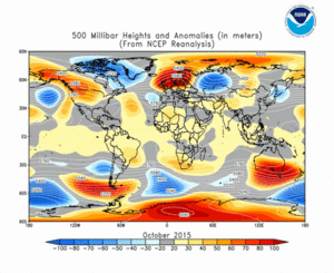 October 2015 height and anomaly map