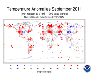 September Land Surface Temperature Anomalies in degree Celsius