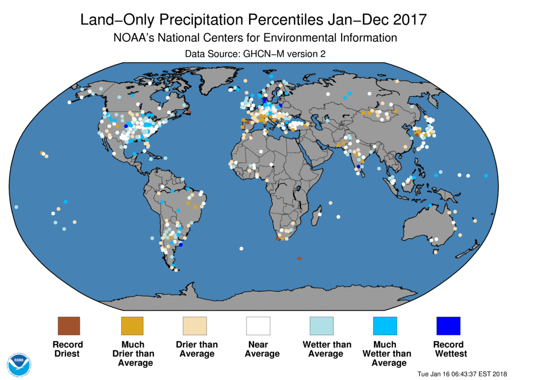 January–December 2017 Land-Only Precipitation Percententiles