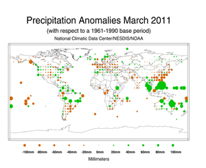 March 2011 Precipitation Anomalies in Millimeters