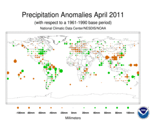 April 2011 Precipitation Anomalies in Millimeters
