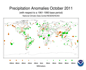 October 2011 Precipitation Anomalies in Millimeters