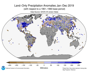 January-December Land-Only Precipitation Anomalies