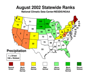 Statewide Precipitation Ranks for August 2002