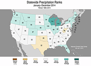 2014 National Precipitation Rank Map