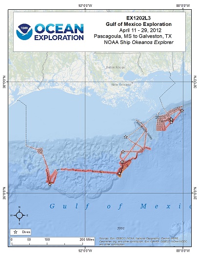 Northern Gulf of Mexico Exploration - EX 1202 Leg 3 Overview Map