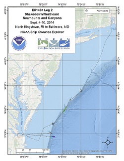 Northwest Atlantic Ocean; Mid-Atlantic U.S. Canyons Expedition - EX 1404 Leg 2 Overview Map