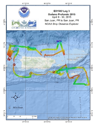 Oc��ano Profundo 2015: Exploring Puerto Rico's Seamounts, Trenches, and Troughs - EX 1502 Leg 3 Overview Map